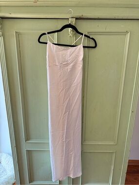 White Slip Silk Dress with Thin Back Tie Straps